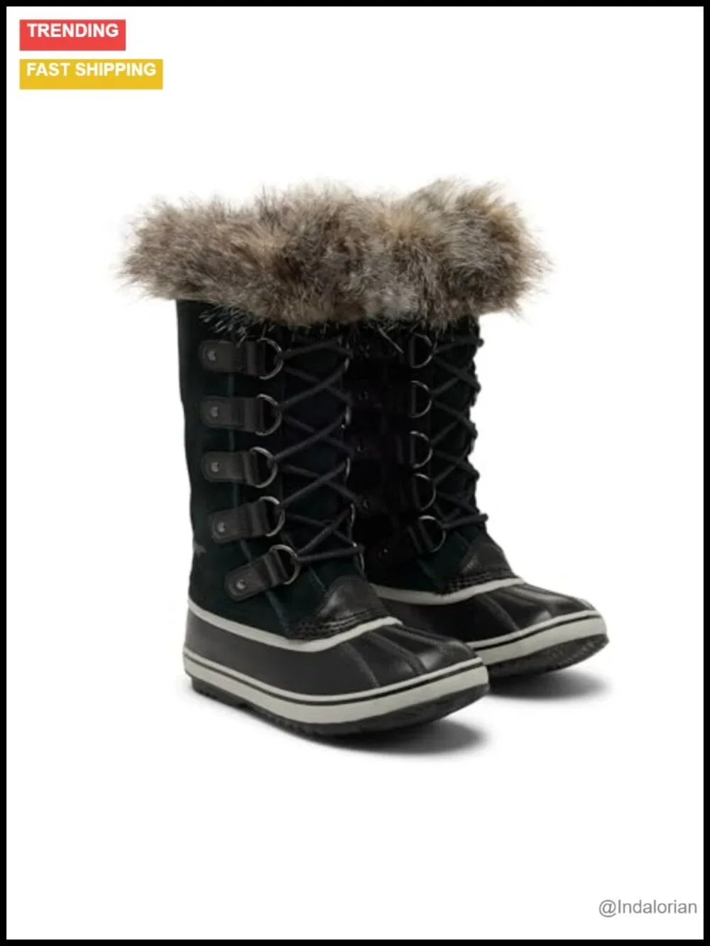 Waterproof Suede Winter Snow Boots with Faux Fur Cuff